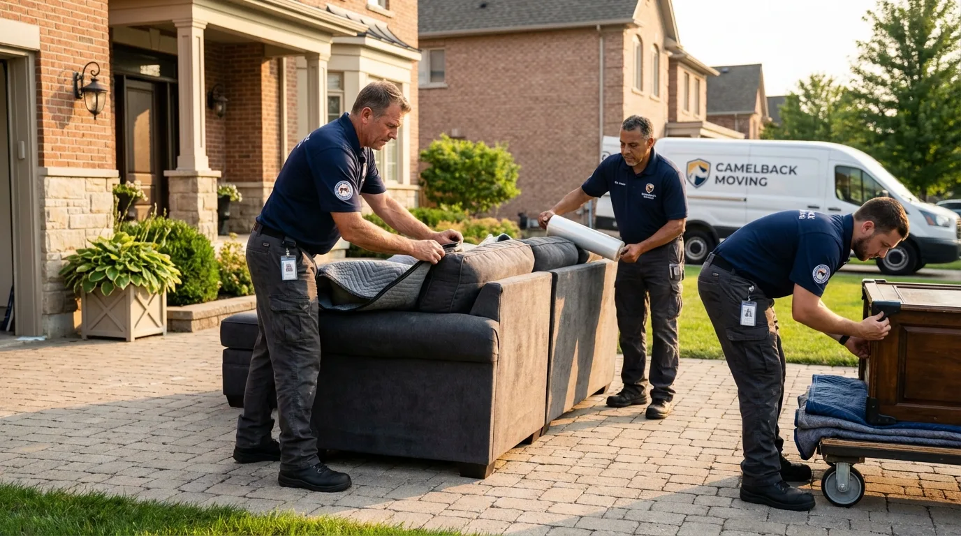 Large estate moving crew wrapping furniture in Los Fresnos, TX